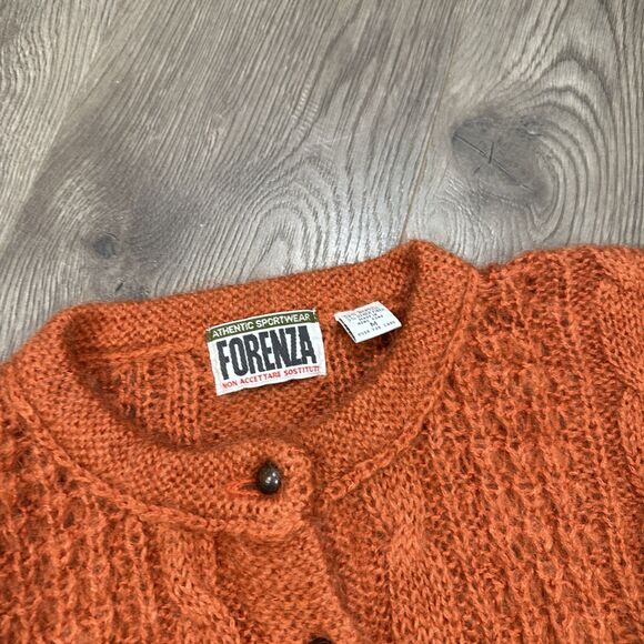 Vintage Forenza Mohair Cardigan Sweater Cable Knit Dome Buttons Womens Medium - Picture 3 of 5
